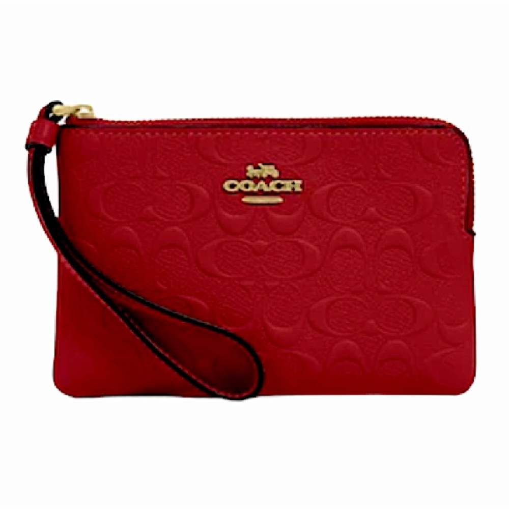 NWT 🎁♥️COACH Wristlet♥️🎁 Signature Leather Corner Zip • GORGEOUS • EMBOSSED♥️